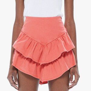 MOTHER Hot Coral The Ruffle Mini Skirt - Size 26